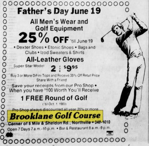Brooklane Golf Course - Jun 16 1983 Ad